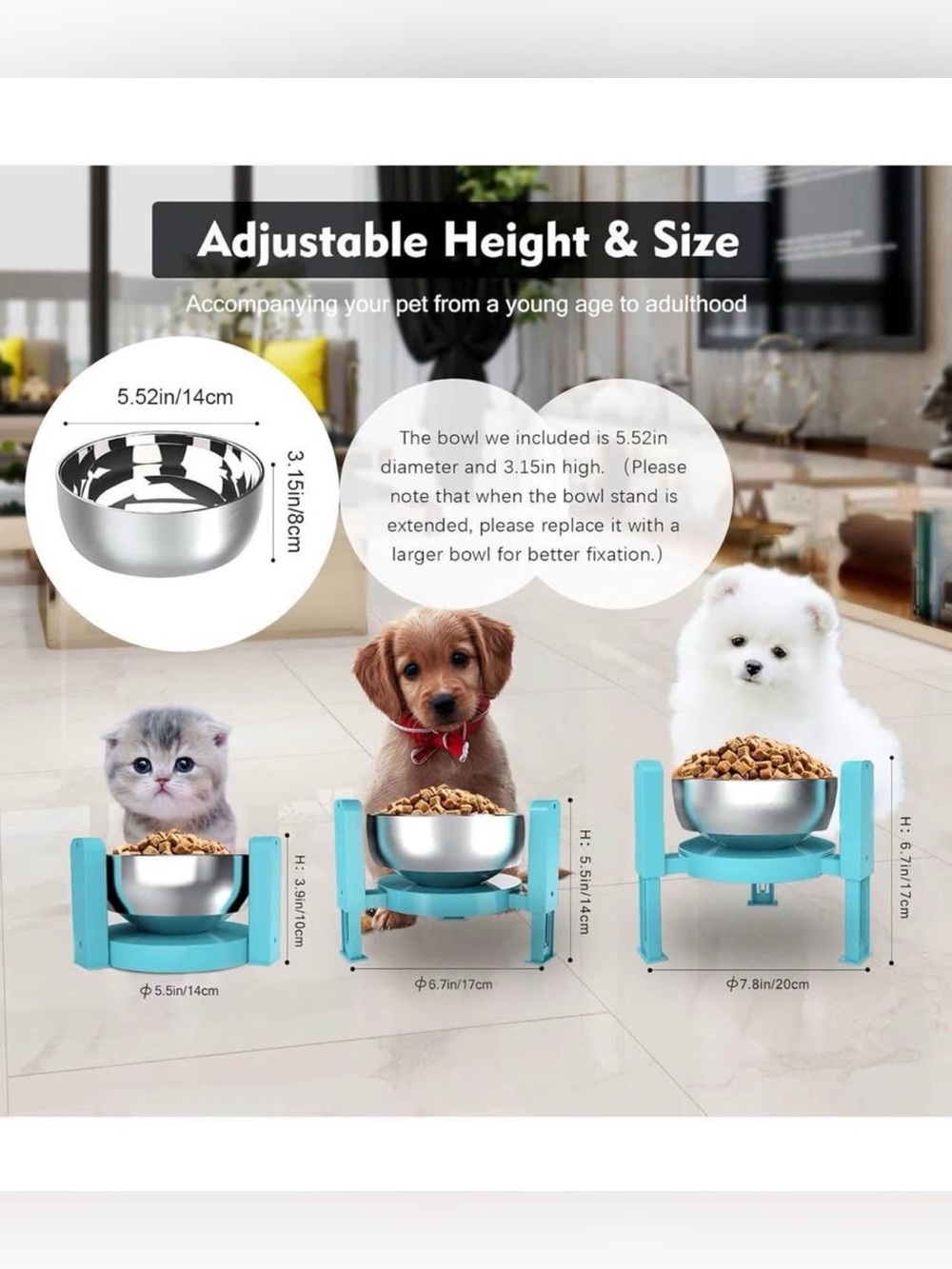 Set of 2 Elevated Dog Bowls Standfor Small Cats and Dogs (BOWLS NOT INCLUDED) - Picture 2 of 6